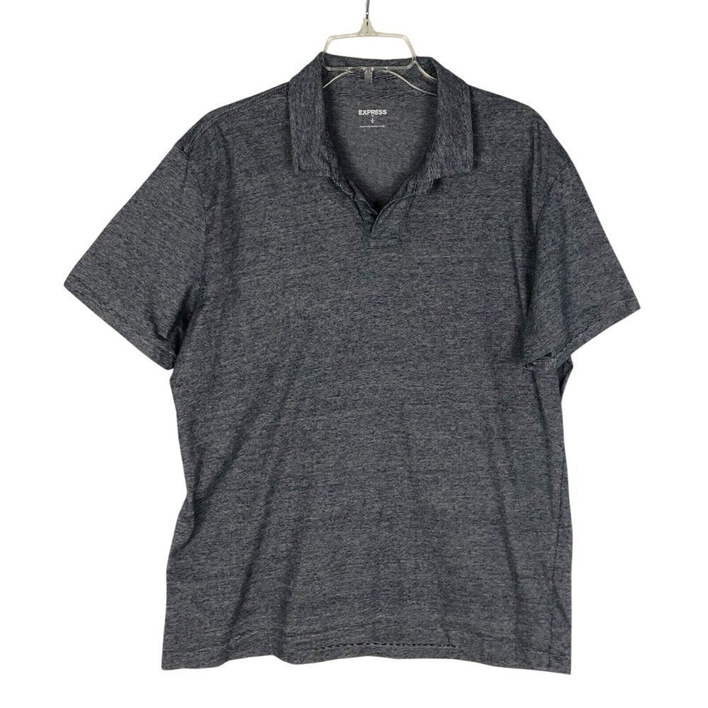 Express Henley T-Shirt Mens Size L Blue Gray Short Sleeve Casual 100 % Cotton.